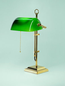 Bankerlampe Messing poliert W2 Gestell