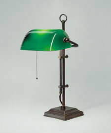 Bankerlampe antik patiniert W2 Gestell