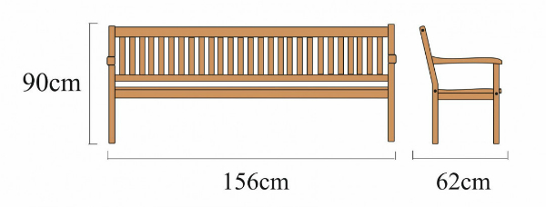 Gartenbank mit Armlehne aus Robinie mit Platz für 3 Personen | Produktlinie: Kansas Gartenbank mit Armlehne Robinie Kansas 3 Personen