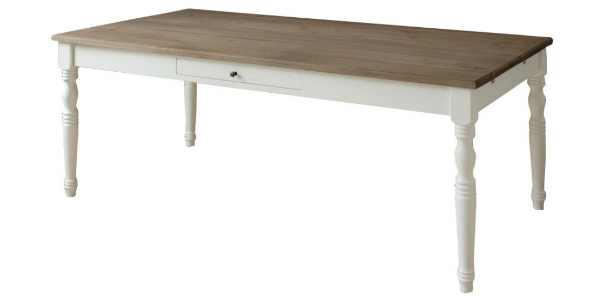 ANTIQUE Esstisch 200x100 cm mit Ansteckplatten Platte Eiche grau