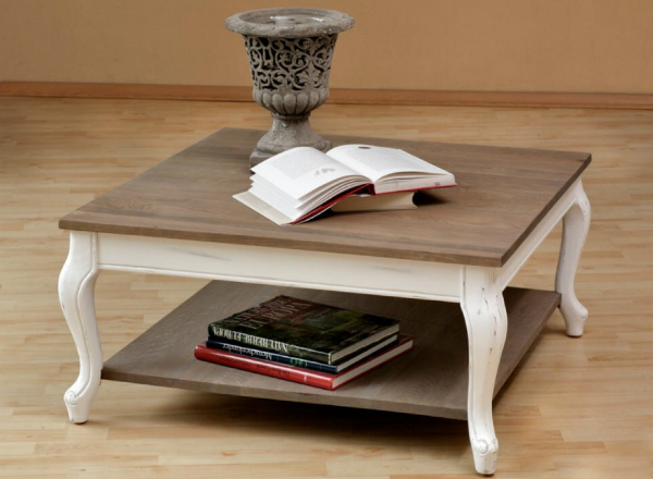 FRANCE 90 x 90 cm Couchtisch mit Eichenplatte