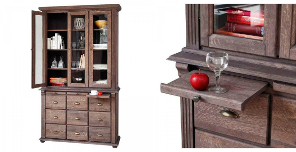 Bufett Vitrine Schrank TOULOUSE Eiche grau