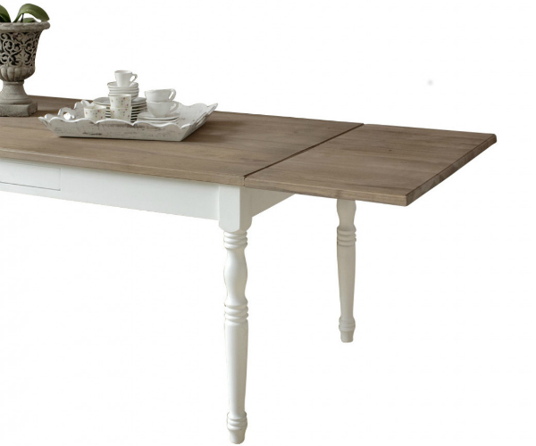 Esstisch ANTIQUE mit Ansteckplatten | Platte: Eiche (grau) Esstisch ANTIQUE mit Ansteckplatten Platte Eiche grau