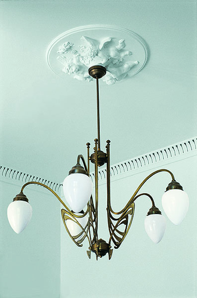 Kronleuchter D288-123bl | Gestell: Berliner Messing Kronleuchter im Jugendstil D266-123op
