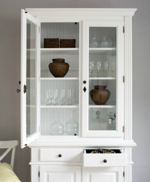 PASCAL Aufsatz-Schrank Vitrine Pinie weiß