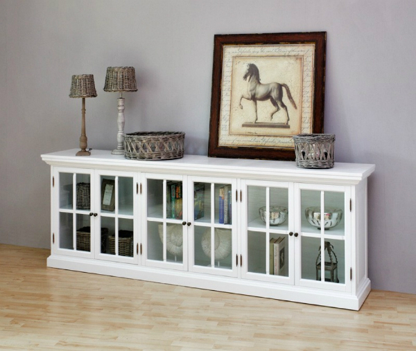 Lowboard / Sideboard: CLEVELAND | 240 cm | Vitrinenschrank als Modulsystem | Farbe: RAL-Ton 9010 reinweiß cleveland-240cm-lowboard-sideboard