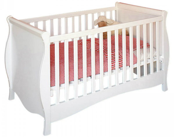 Weißes Babybett: JANIS | Kinderbett kann zum Sofa umgebaut werden | Farbe: RAL-Ton 9010 reinweiß janis-babybett-weiss