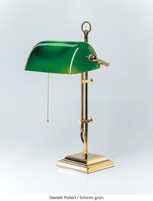 Bankerlampe W2 Gestell: Messing, poliert | Höhe: 50 cm | Breite: 27,5 cm | Birne: 1x E27, max. 60 Watt baenkerlampe-w2-gestell-messing-poliert