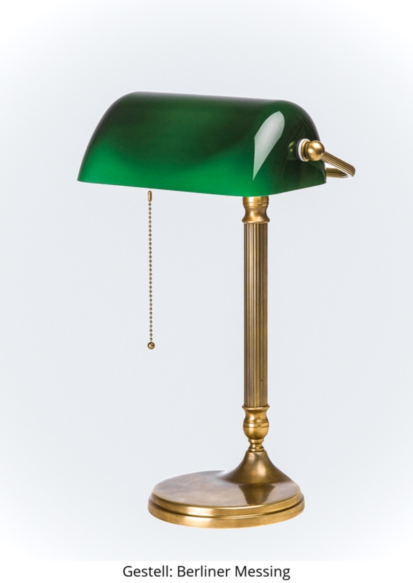 Bankerleuchte W7-99gr | Gestell: Berliner Messing | Höhe: 42 cm | Birne: 1x E27, max. 60 Watt baenkerleuchte-w7-99gr