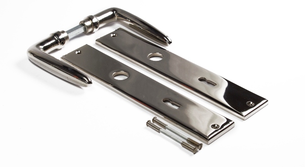 Bauhaus Türdrücker aus massivem Messing | Nickel | Glanz | Langschild BB72 bauhaus-tuerdruecker-aus-massivem-messing-nickel-glanz-langschild-bb72